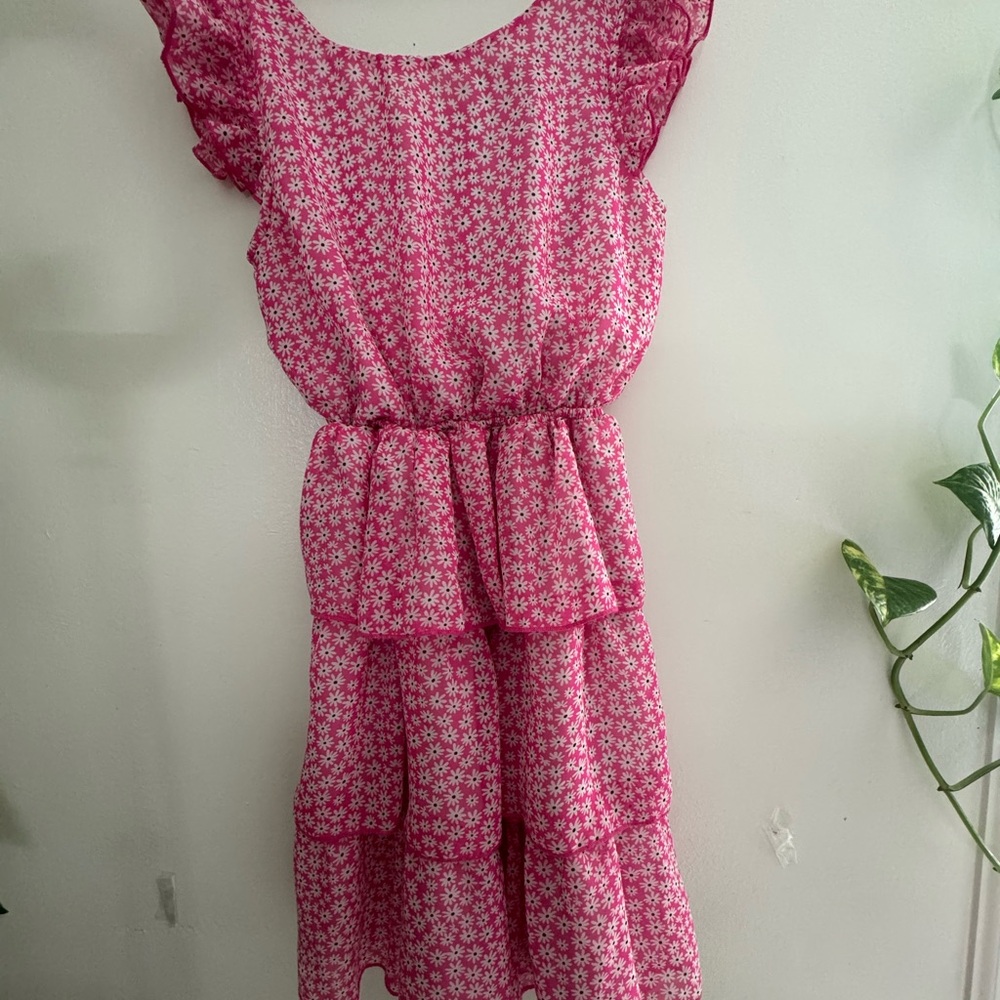 Lily Bleu Pink Floral Ruffle Dress